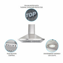 Electric Kitchen Chimney, Pyramid Shape Baffle filters 60cm 1000 m3/h -Silver (6075)