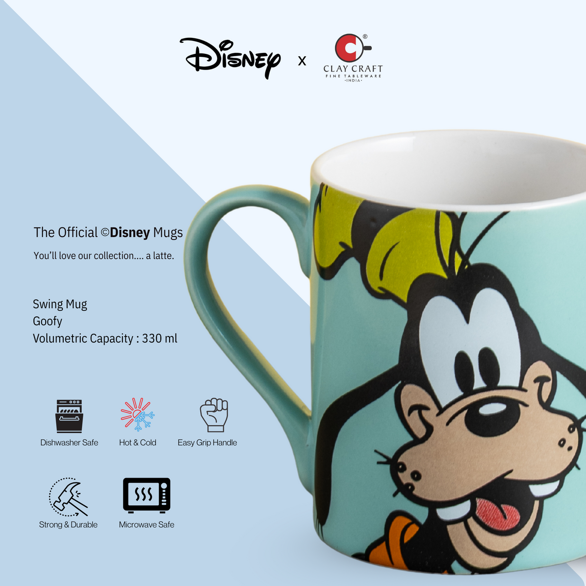 Claycraft Disney's Goofy Swing Pebble Coffee & Milk Mug 1 Piece (330ml)