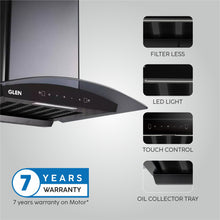 Auto Clean Curved Glass Filterless Kitchen Chimney with Motion Sensor 1200 m3/h (6060 BL AC 60/90cm)