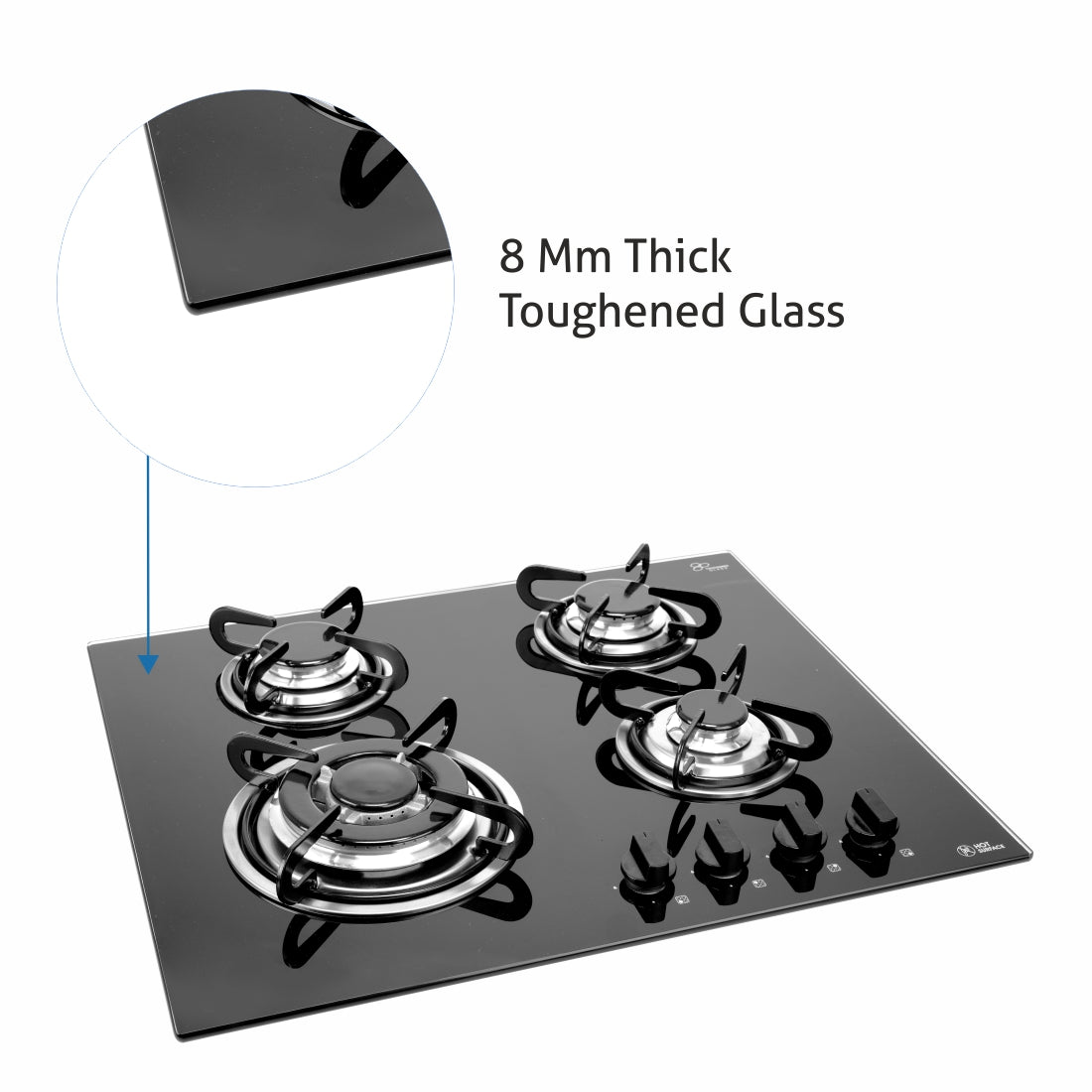 4 Burner Built in Glass Hob Triple Ring Burner European Sealed Burners Auto Ignition (1065 TRG)