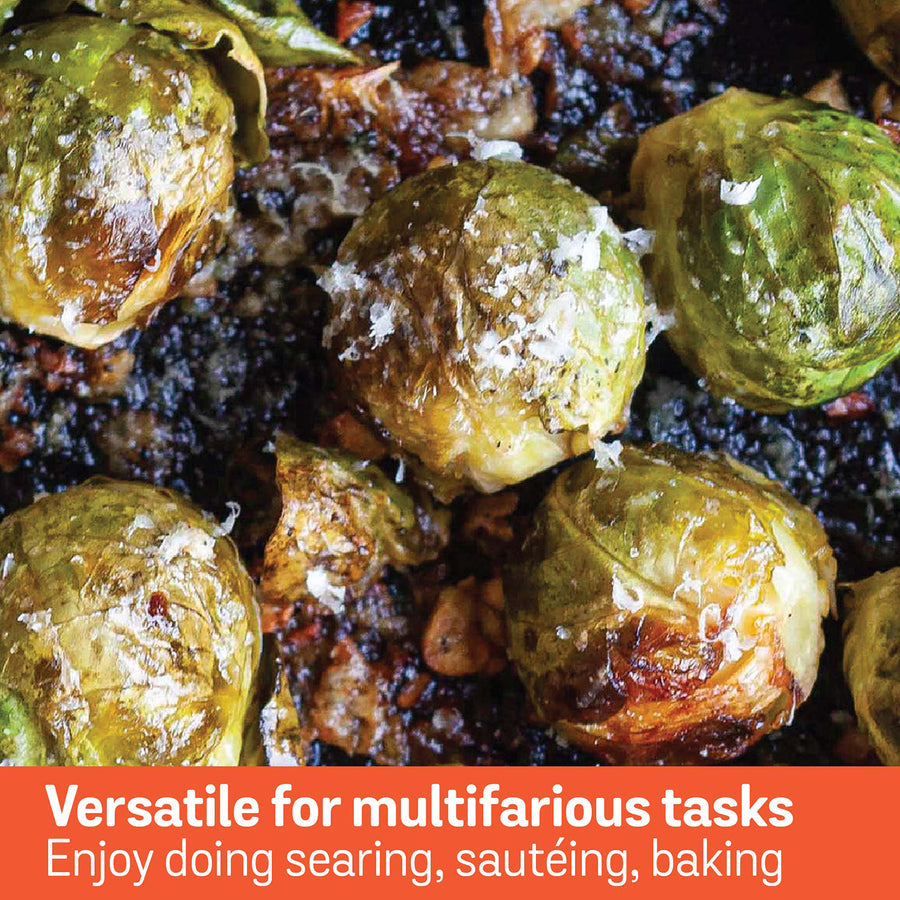 Meyer Pre-Seasoned Cast Iron double Handle skillet, Black (Multiple Sizes)