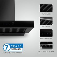 Auto Clean Slim Filter less Kitchen Chimney with Motion Sensor 60/90cm, 1200 m3/h (6052 SLIM BL AC)