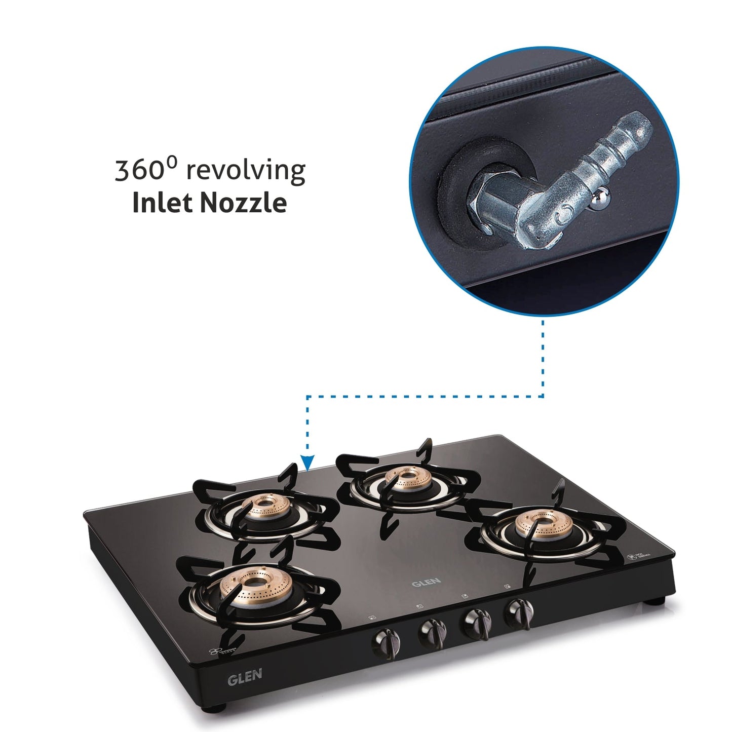 Glen 4 Burner LPG Stove 1044GTBB Black