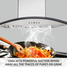 Kitchen Chimney Curved Glass, Push Buttons Baffle filter 60cm 1000 m3/h -Silver (6023 SX)