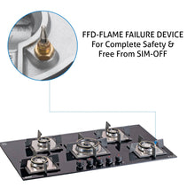 5 Burner Built-in Hob Triple Ring Double Ring Forged Brass Burner Flame Failure Device Auto Ign (1095 SQDBTRFFD)