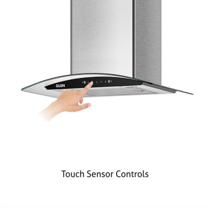 Auto Clean Chimney Curved Glass Baffle Filters with Motion Sensor 60/90cm 1200 mB3/h - Silver (6063 SS)