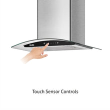 Auto Clean Chimney Curved Glass Baffle Filters with Motion Sensor 60/90cm 1200 mB3/h - Silver (6063 SS)