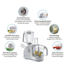 Food Processor Complete Kitchen Machine 700W b� 2 Jars, Citrus Juicer 3 SS Disc Blades -White (4052LX)