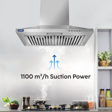 Electric Kitchen Chimney, Pyramid Shape SS Baffle filters 60cm 1100 mB3/h - (6050 IN SS)