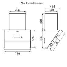 Auto Clean Glass Filterless Chimney with Inverter Technology, BLDC Motor 60/75/90cm 1400 m3/h -Black (6074 AC)