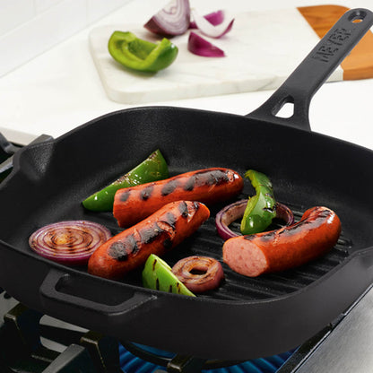 Meyer Cast Iron 2pcs Set, Induction friendly & Chemical free (25cm Grill pan + 26cm Roti Tawa)