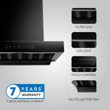 Auto Clean Filterless Chimney with Motion Sensor, 60/76/90cm 1200 m3/h - Black (6052 BL MS AC)