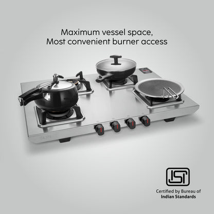 GLEN 4 Burner Ultra Tuff Stainless Steel Gas Stove with Multi Ring Forged Brass Burner & Drip trays (CT1054UTDTSS)