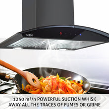 Kitchen Chimney Curved Glass with Touch Sensor Baffle filter 60cm 1250 m3/h - Black (6071 TS BL)
