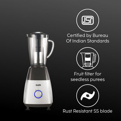 Mixer Grinder 750W with 1 Transparent Jar 3 Stainless Steel Jars - Black & Silver (4023 PLATINUM)