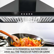 Electric Kitchen Chimney, Pyramid Shape Baffle filters 60cm 1000 m3/h -Black (6050 DX BL)