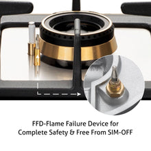 4 Burner Glass Gas Hob Top with Triple Ring, Total Double Ring Brass Burner with Flame Failure Device Auto Ignition (1064ROHTTDBMTRS)