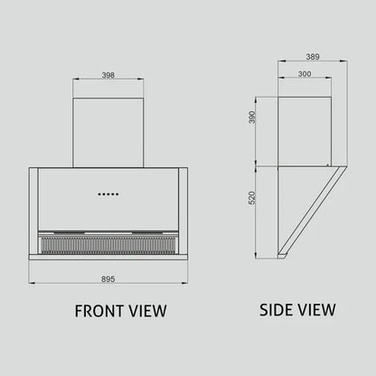 Auto Clean Glass Filterless Chimney with Motion Sensor 1200 m3/h 60/75/90cm (6072SXAC)