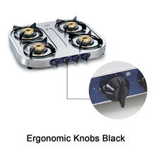 4 Burner  Stainless Steel Gas Stove with Brass Burner (1044 SS) - Manual/Auto Ignition