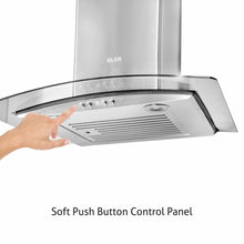 Kitchen Chimney Curved Glass with Push Button Baffle filters 60cm 1000 m3/h -Silver (6071 EX)