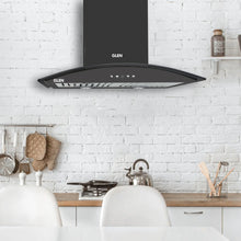 Electric Kitchen Chimney, Curved Glass SS Baffle filters 60cm 1100 mB3/h - Black (6071 IN BLK)