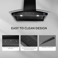 Auto Clean Chimney Curved Glass Filter-less with Wi-Fi Control 1400 mB3/h - 60/76/90cm (CH 6068 AC BLS)
