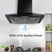 Electric Kitchen Chimney, Pyramid Shape SS Baffle filters 60cm 1000 mB3/h - Black (6048 JU BLK)