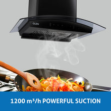Auto Clean Curved Glass Chimney with Inverter Technology, BLDC Motor 60/90cm 1200 mB3/h -Black (6071 BL BLDC AC)