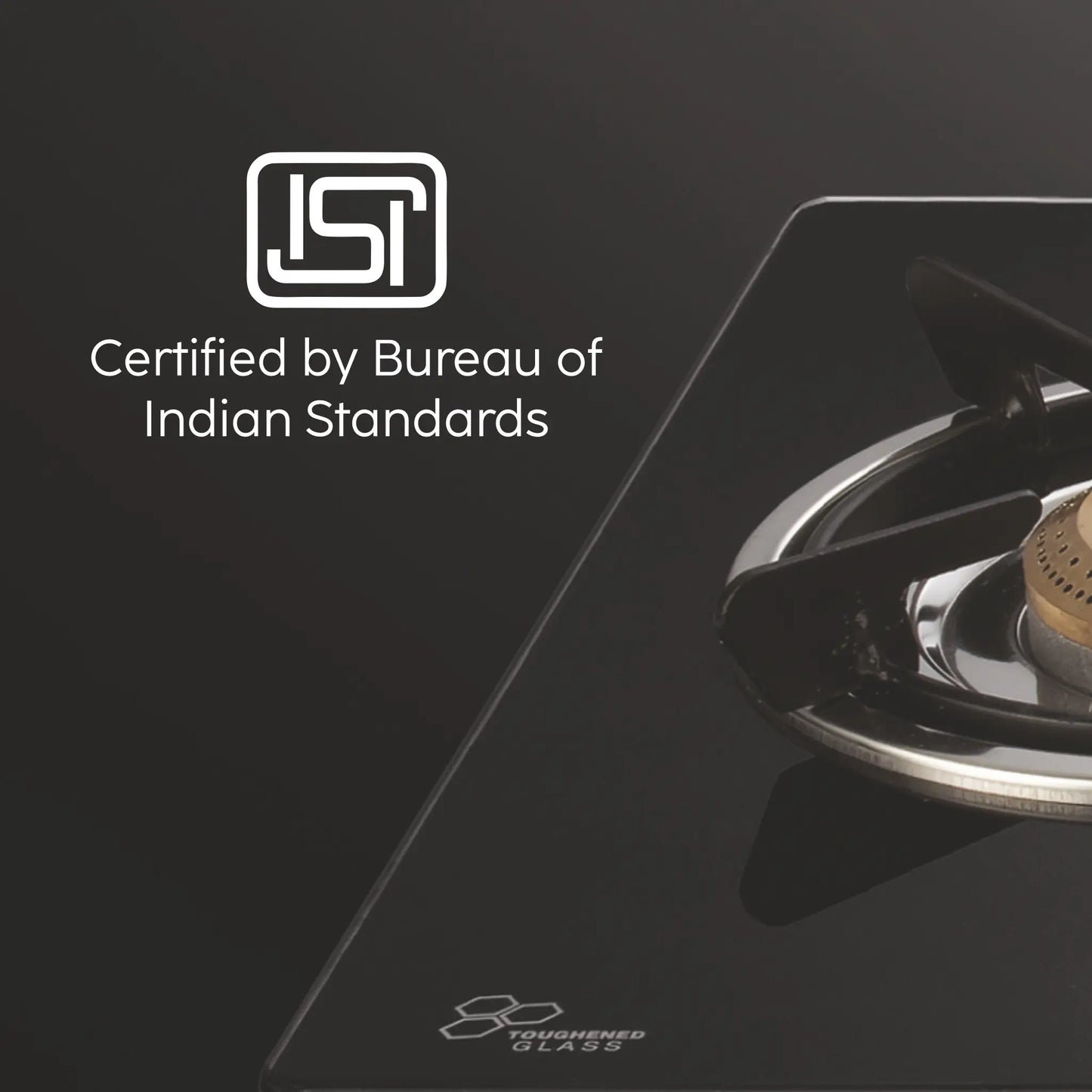 3 Burner Glass Gas Stove with Brass Burner Black (1037 GT BB BL)