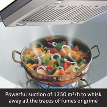 Island Kitchen Chimney Curved Glass Touch Control Italian Motor Baffle filters 90cm 1250 m3/h -Silver (6071 TSIS)
