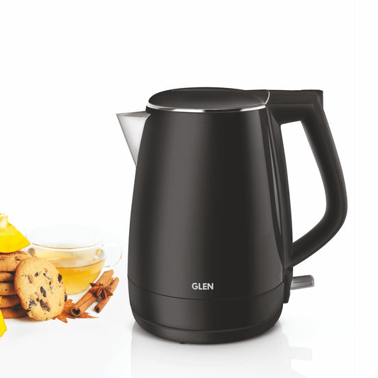 GLEN Electric Kettle 1.5 Litre Plastic Clad Stainless Steel | 360° Rotation Base, Auto Shutoff | 1500 W (SA-9006)