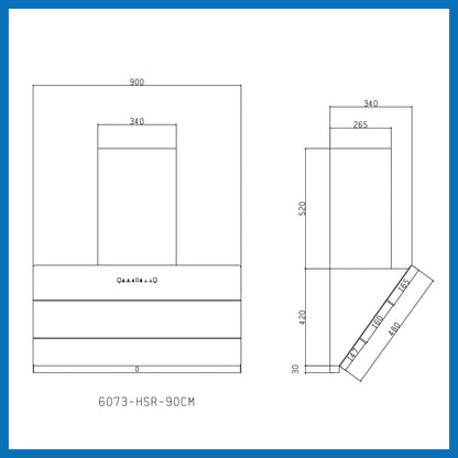 GLEN Auto Clean Vertical Glass Chimney (CH 6073 HSR DC AC) | Filter-less Design with Heat Sensor & BLDC Motor 1600 m³/h | Touch & Motion Control, Remote Operated – 60/75/90 cm