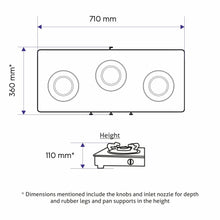 3 Burner  Glass Gas Stove Junior with Brass Burner (1030 GT JU BB)