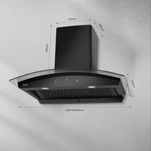 Auto Clean Chimney Curved Glass Filter-less with Wi-Fi Control 1400 mB3/h - 60/76/90cm (CH 6068 AC BLS)