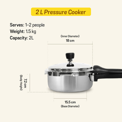 MEYER Presta set of 2 Tri-ply Pressure Cooker (2L, 3L)