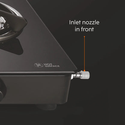 3 Burner Glass Gas Stove with Brass Burner Black (1037 GT BB BL)