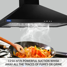 Electric Kitchen Chimney, Pyramid Shape Baffle filters 90cm 1250 m3/h - Black (6054 BL)
