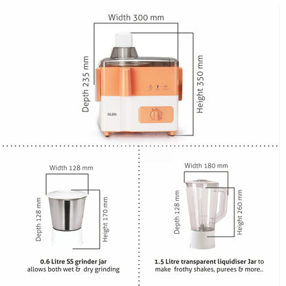 3-in-1 Juicer Mixer Grinder with 2 Jars 500 watt Power - SA4012JAR2
