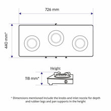 3 Burner LPG Glass Gas Stove with Brass Burner - 1031GTEX