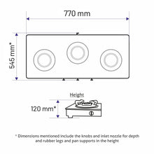 3 Burner Free Standing Hob with Forged Brass Burners Auto Ignition Black (BH1073XLSQFSFBBLAI)
