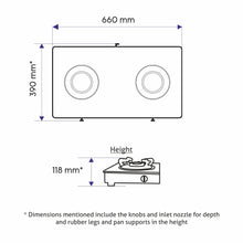 2 Burner LPG Glass Gas Stove with High Flame Forged Brass Burner (1021GTFBHF) - Manual/Auto Ignition