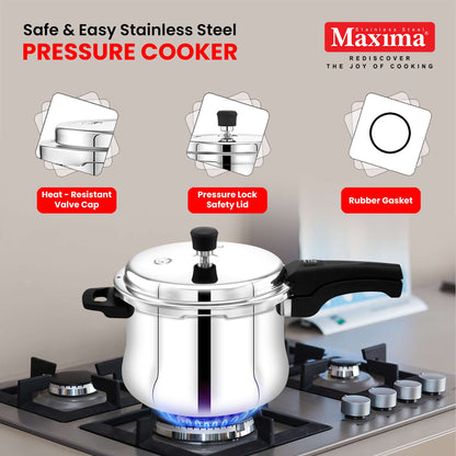 Maxima Stainless Steel Auro Belly Pressure Cooker (induction safe)