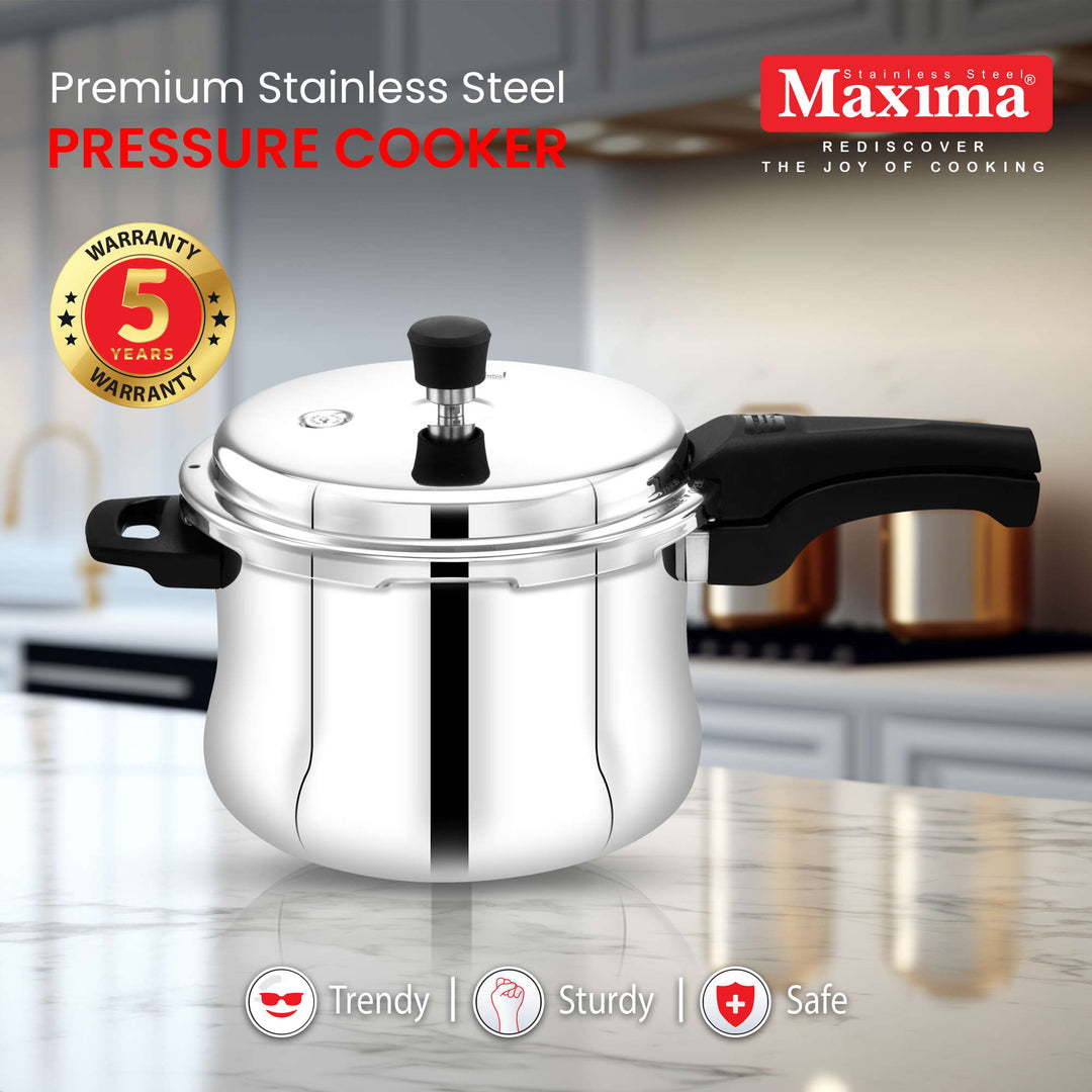 Maxima Stainless Steel Auro Belly Pressure Cooker (induction safe)