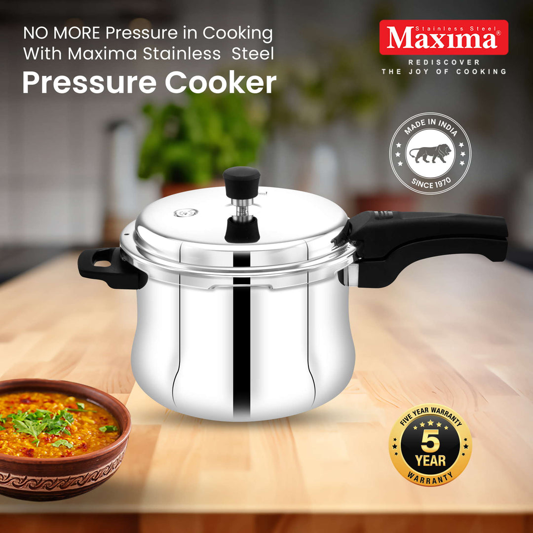 Maxima Stainless Steel Auro Belly Pressure Cooker (induction safe)