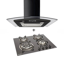 4 Burner Built-in Glass Hob Auto Ignition (1065 TR ) + Chimney 60cm 1000m3h (6070 JU BL)