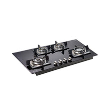 4 Burner Glass Gas Hob Top Triple Ring Burner Double Ring Forged Brass Burner Auto Ignition (1074 SQHTDBTR)
