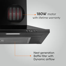 Electric Kitchen Chimney, Pyramid Shape SS Baffle filter 60cm 1100 mB3/h - Black (6049 IN BLK)