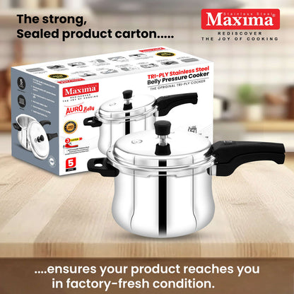 Maxima Stainless Steel Auro Belly Pressure Cooker (induction safe)