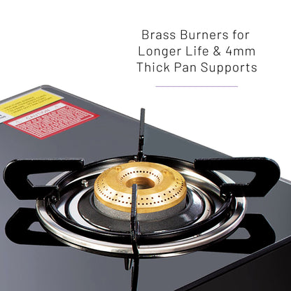 GLEN 3 Burner PNG Glass Gas Stove with High Flame Brass Burner (CT1038GTBBBLPN)