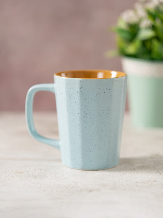 Claycraft Armada Pebble Dual Tone Matte Blue & Yellow Coffee/ Milk Mug, 1 Piece (320 ml)